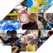 collage of student artists and artwork