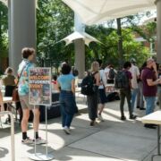 Student welcome outside the Stuckeman School.