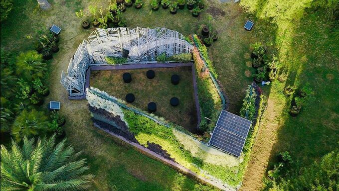 An aerial view of the Living Chapel.