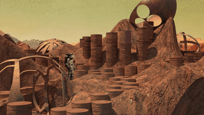 An architectural rendering of a monument on Mars.