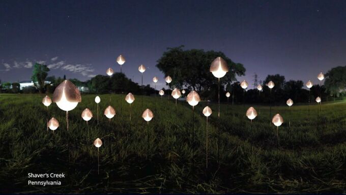 A rendering of solar lights along Shaver's Creek.