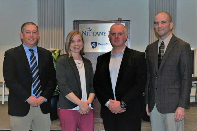 The representatives from EwingCole who spoke with students on Nov. 11, left to right: Richard Garman, Jennifer Wampler, Jared Loos and Jason Fierko.