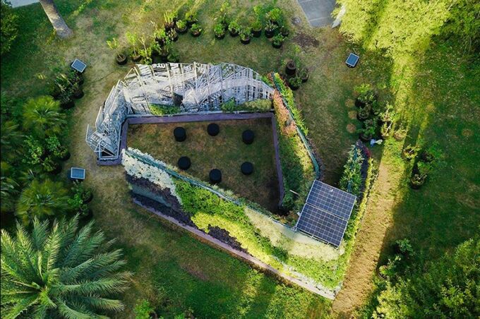 An aerial view of the Living Chapel.