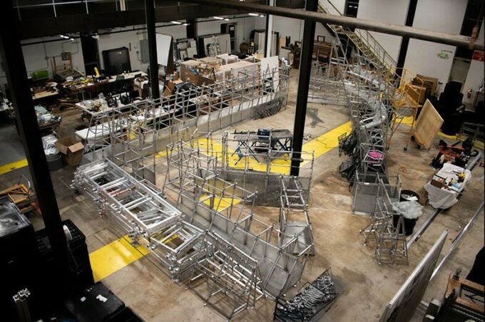 The completed structural frame of the Living Chapel in the Laundry Building.