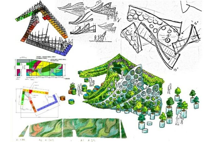 Early hand sketches of the Living Chapel.