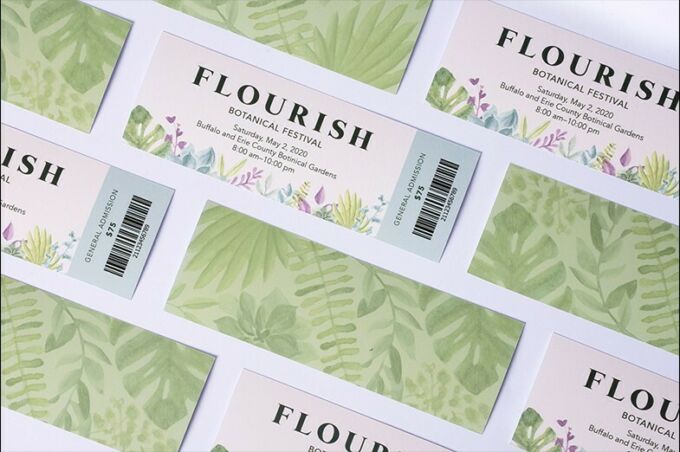 Close up of tickets for a botanical garden.