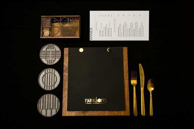 Restaurant table setting design for Harrison's.