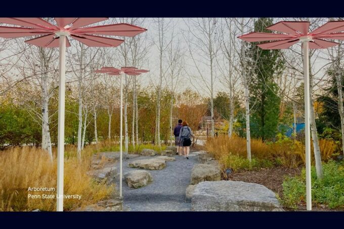 A rendering of solar installations in the Penn State Arboretum.