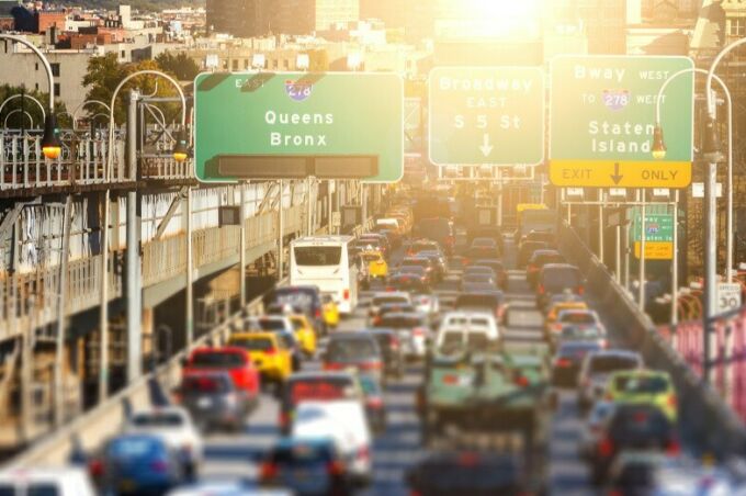 Traffic built up heading into New York City.