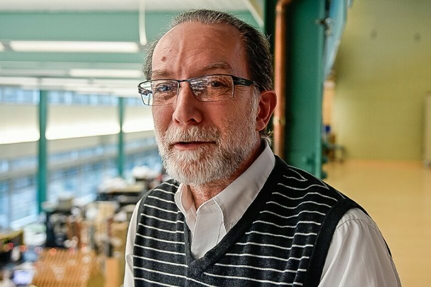 Henry Pisciotta standing on the mezzanine level of the Stuckeman Family Building.