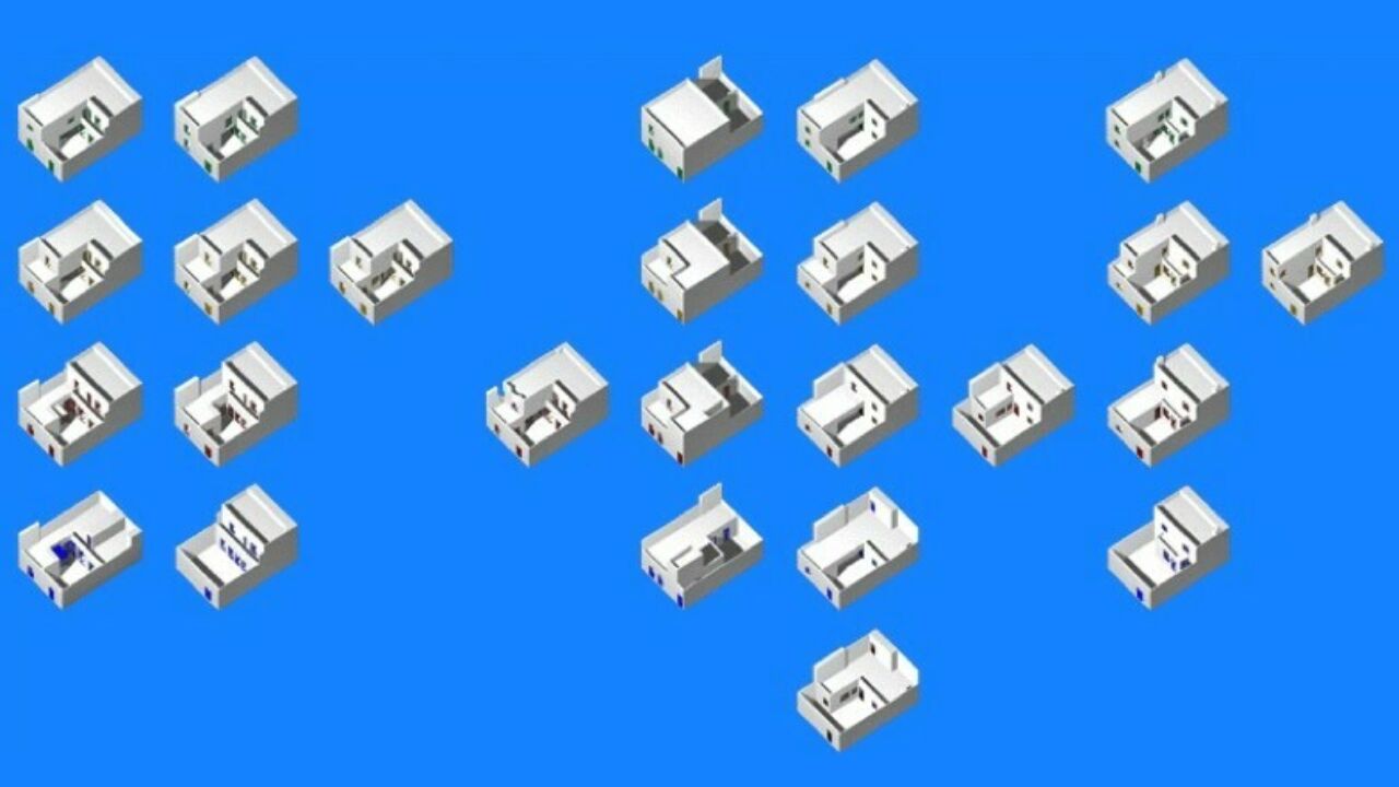 The Grammar of Siza’s Malagueira Houses by Jose Duarte shows an overhead view of 25 house design iterations.